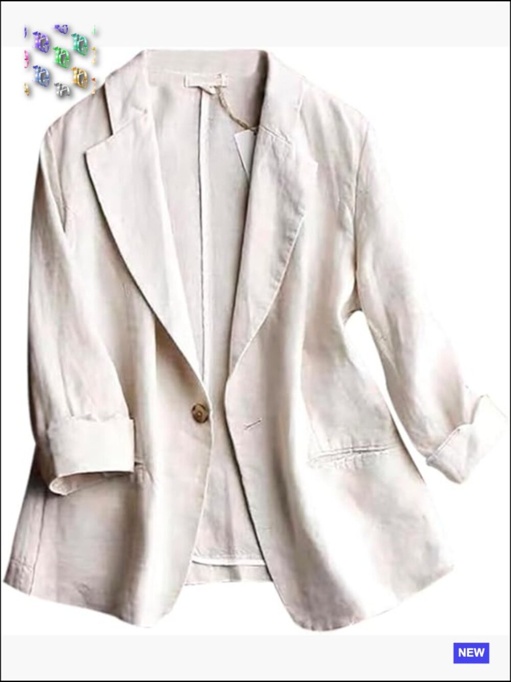 Casual Linen Blazer 3/4 Sleeve Lightweight Summer Spring Business Chic